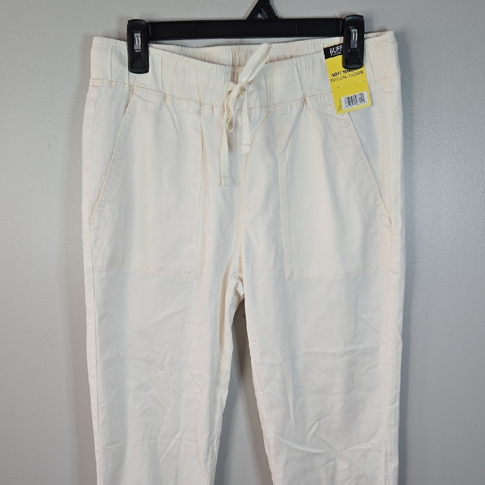 Buffalo David Bitton Women Small Cream Elastic Waist Patch Pocket Pull-On Jogger - Picture 4 of 16